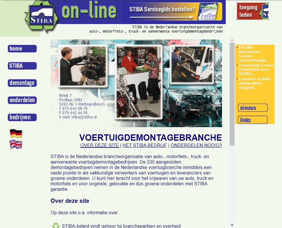 Nieuwe Stiba-website