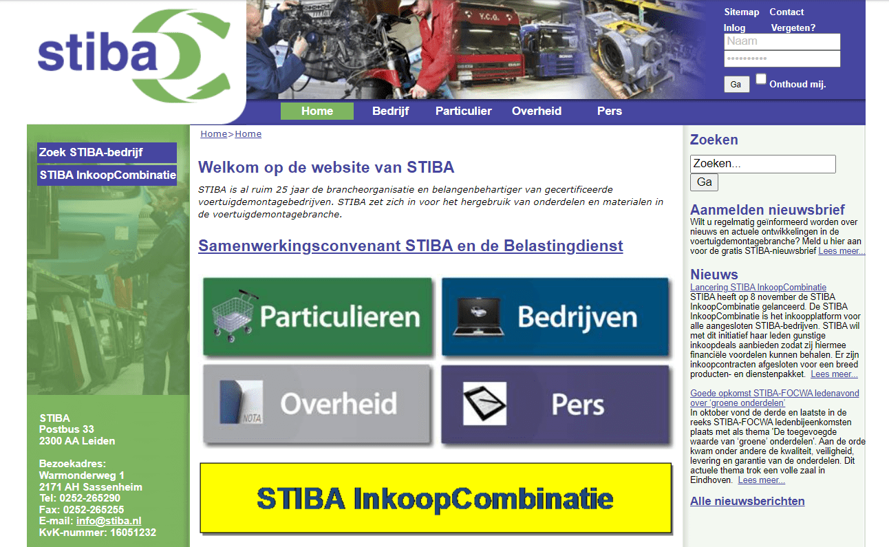 Nieuwe Stiba-website